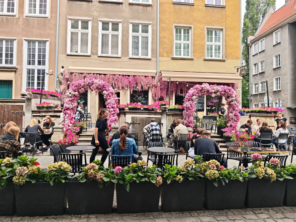beautifully decorated cafe terrace of gdansk, a hidden gem of Poland