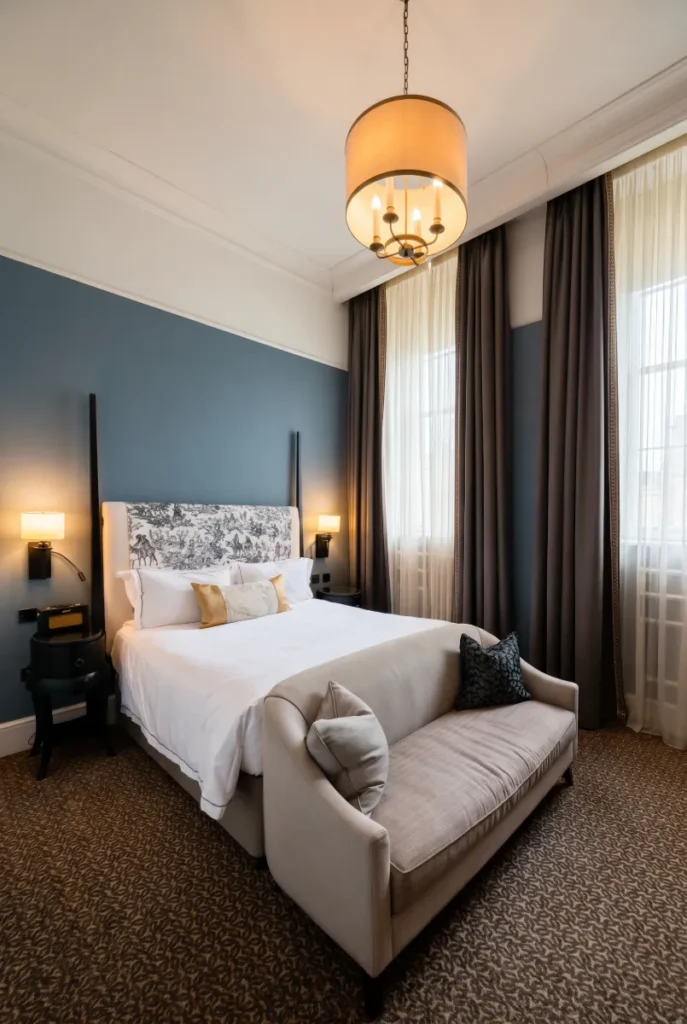 the classy and tasteful design of room in the gainsborough bath spa hotel