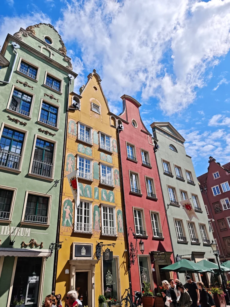 beautiful facade with medieval paintings in the downtown of gdanks