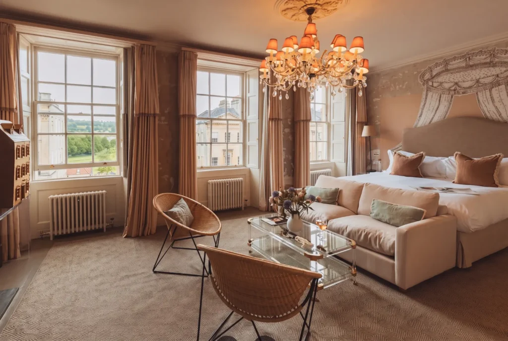 stylishly decorated room in the no 15 by guesthouse hotel in bath, UK