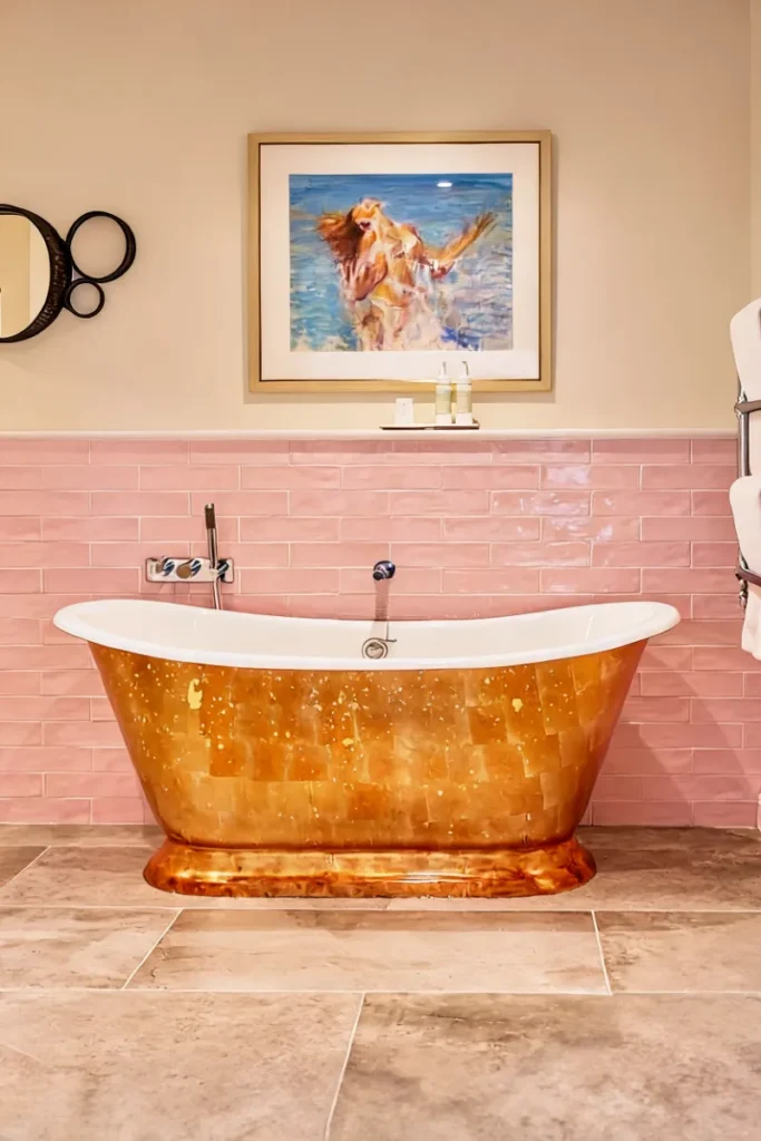 the colorful bathroom of the bird, bath - a stylish boutique hotel in bath, uk