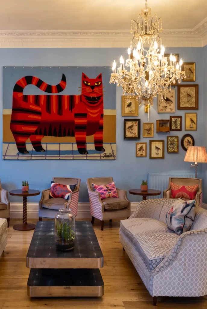 quirky main room of the bird boutique hotel in bath, uk