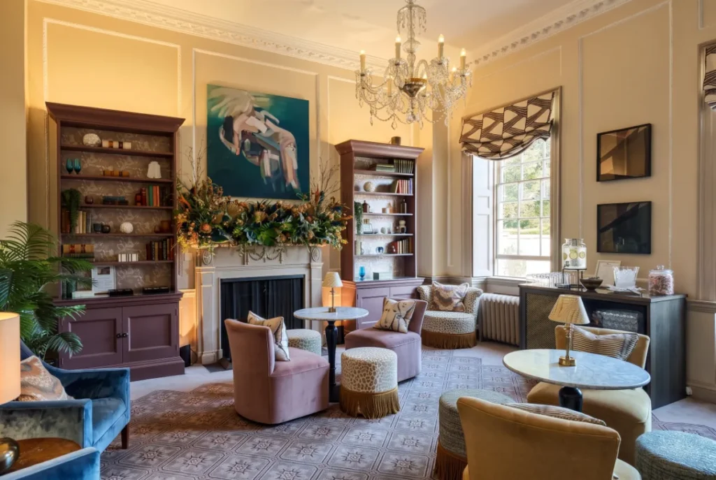 the beautifully decorated hall of the royal crescent hotel and spa, bath UK