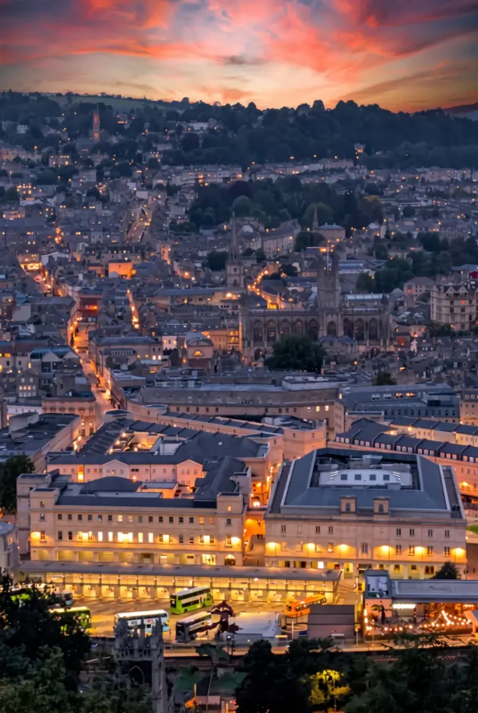 stunning sunset view from alexandra park in bath uk